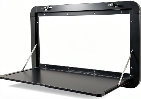 Foldable RV Table DUTTIETY Aluminum Black 31.5 x 17.72 Inch JJ9YB-LX-3