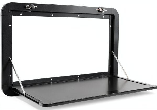 Foldable RV Table DUTTIETY Aluminum Black 31.5 x 17.72 Inch JJ9YB-LX-0