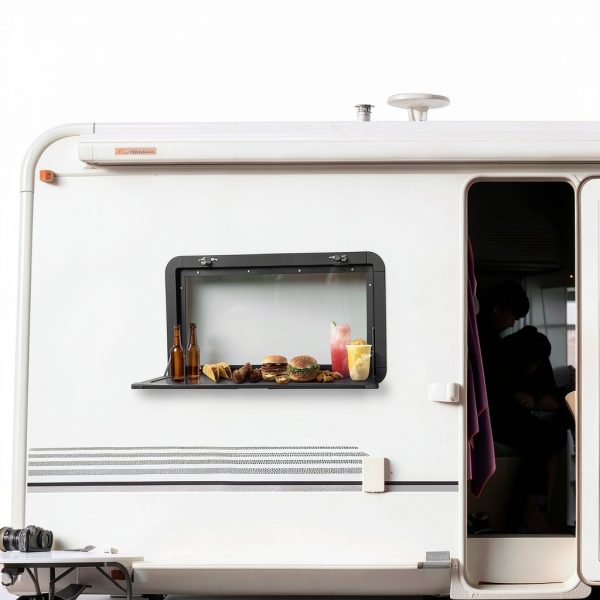 Ongniong Foldable RV Dinette Table Black Aluminum 31.5x17.7in-1