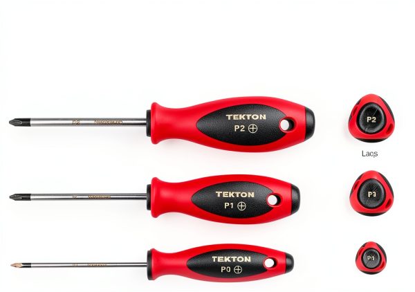 TEKTON Phillips Screwdriver Set 4 Inch Shank 4 Piece #0-#3 Red-4