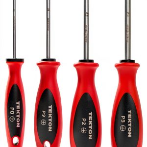 TEKTON Phillips Screwdriver Set 4 Inch Shank 4 Piece #0-#3 Red-0