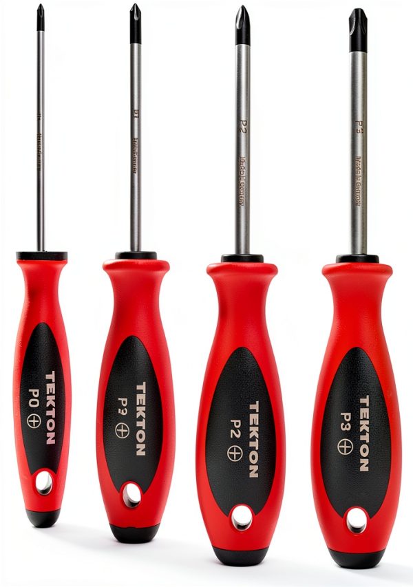 TEKTON Phillips Screwdriver Set 4 Inch Shank 4 Piece #0-#3 Red-0