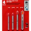 Milwaukee 4 Pc 48-20-8988 Glass & Tile Bit Set 1/8" 3/16" 1/4" 5/16"-0