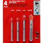Milwaukee 4 Pc 48-20-8988 Glass & Tile Bit Set 1/8" 3/16" 1/4" 5/16"-0