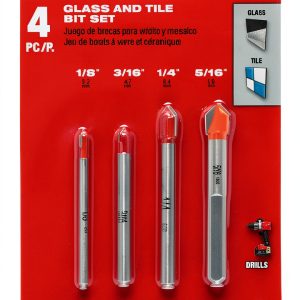 Milwaukee 4 Pc 48-20-8988 Glass & Tile Bit Set 1/8" 3/16" 1/4" 5/16"-0